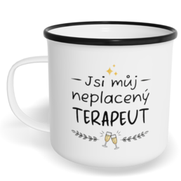 Hrnek plecháček s potiskem na míru - Terapeut