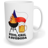 Hrnek klasický velký s vlastním potiskem - Pivo, gril a svoboda
