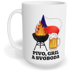 Hrnek klasický velký s vlastním potiskem - Pivo, gril a svoboda