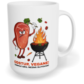 Hrnek klasický velký s vlastním potiskem - Odstup, vegane