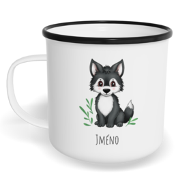 Hrnek plecháček s potiskem na míru - Vlk
