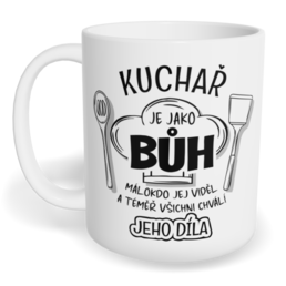 Hrnek klasický malý s vlastním potiskem - Kuchař je jako Bůh