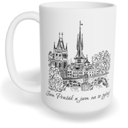 Hrnek klasický velký s vlastním potiskem - Jsem Pražák a jsem na to pyšnej