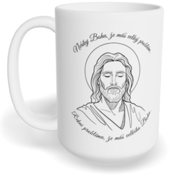 Hrnek klasický velký s vlastním potiskem - Neříkej Bohu, že máš velký problém