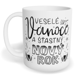 Hrnek klasický malý s vlastním potiskem - Veselé Vánoce a nový rok