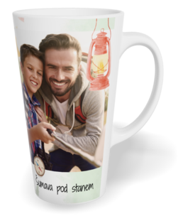 Hrnek latte velký s vlastním potiskem - Watercolor camping