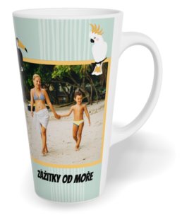 Hrnek latte velký s vlastním potiskem - Exotic birds