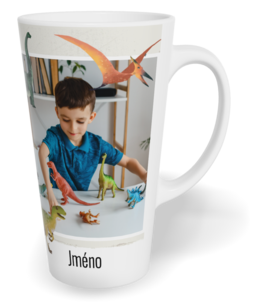 Hrnek latte velký s vlastním potiskem - Dinosaurus