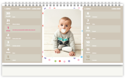Stolní fotokalendář s vlastními jmény - Puntíky neutral