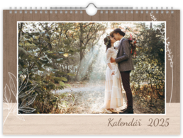 Fotokalendář nástěnný na šířku - Svatba dřevo