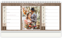 Stolní fotokalendář s vlastními jmény - Svatba dřevo