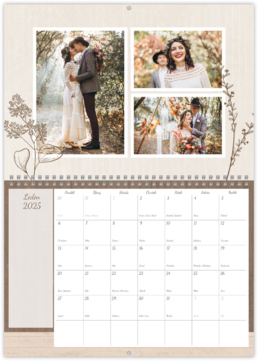 Nástěnný plánovací fotokalendář - Svatba dřevo