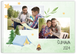 Fotokniha na šířku s pevnou vazbou a kvalitním papírem - Watercolor camping