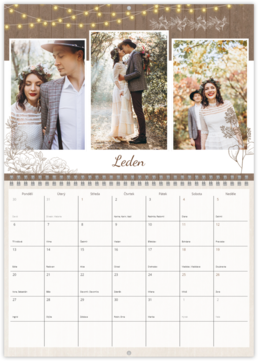 Nástěnný plánovací fotokalendář - Svatba dřevo 