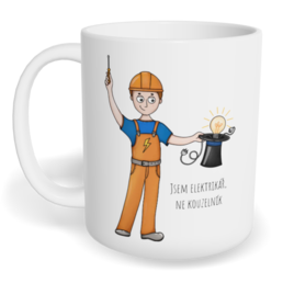 Hrnek klasický malý s vlastním potiskem - Jsem elektrikář
