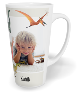 Hrnek latte velký s vlastním potiskem - Dinosaurus