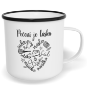 Hrnek plecháček s potiskem na míru - Pečení je láska