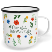 Hrnek plecháček s potiskem na míru - Nerušit, introvertuju