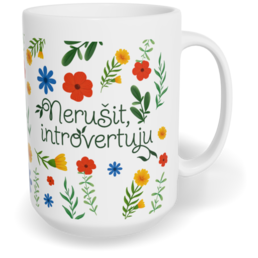 Hrnek klasický velký s vlastním potiskem - Nerušit, introvertuju