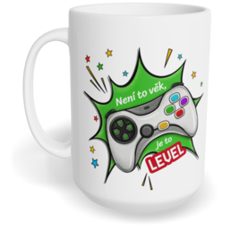 Hrnek klasický velký s vlastním potiskem - Není to věk, je to level