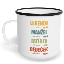 Hrnek plecháček s potiskem na míru - Legenda děda