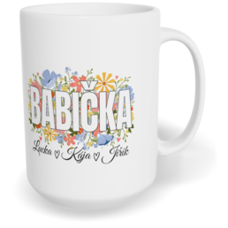 Hrnek klasický velký s vlastním potiskem - Květinová babička