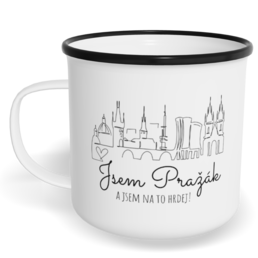 Hrnek plecháček s potiskem na míru - Jsem Pražák a jsem na to hrdej!