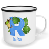 Hrnek plecháček s potiskem na míru - Jméno R