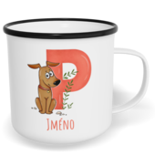 Hrnek plecháček s potiskem na míru - Jméno P