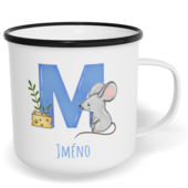 Hrnek plecháček s potiskem na míru - Jméno M