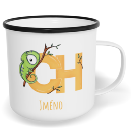 Hrnek plecháček s potiskem na míru - Jméno CH