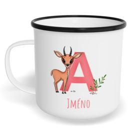 Hrnek plecháček s potiskem na míru - Jméno A