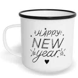 Hrnek plecháček s potiskem na míru - Happy new year