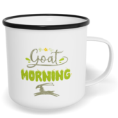 Hrnek plecháček s potiskem na míru - Goat morning