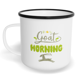 Hrnek plecháček s potiskem na míru - Goat morning