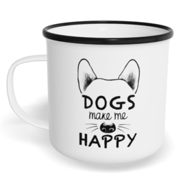 Hrnek plecháček s potiskem na míru - Dogs make me happy