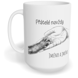 Hrnek klasický velký s vlastním potiskem - Kočka, přátelé navždy