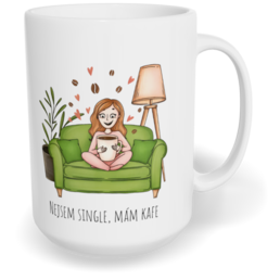 Hrnek klasický velký s vlastním potiskem - Nejsem single, mám kafe