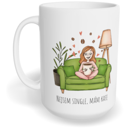 Hrnek klasický velký s vlastním potiskem - Nejsem single, mám kafe