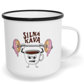 Hrnek plecháček s potiskem na míru - Silná káva