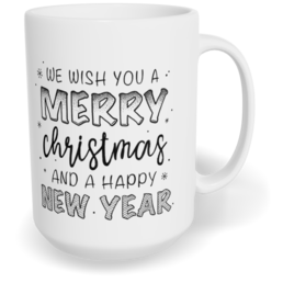 Hrnek klasický velký s vlastním potiskem - We wish you a merry Christmas and happy New Year