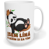 Hrnek klasický velký s vlastním potiskem - Jsem líná a ležím si za tím