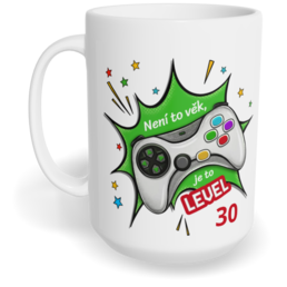 Hrnek klasický velký s vlastním potiskem - Není to věk, je to level