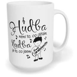 Hrnek klasický velký s vlastním potiskem - Kytarista, hudba je to, co jsem